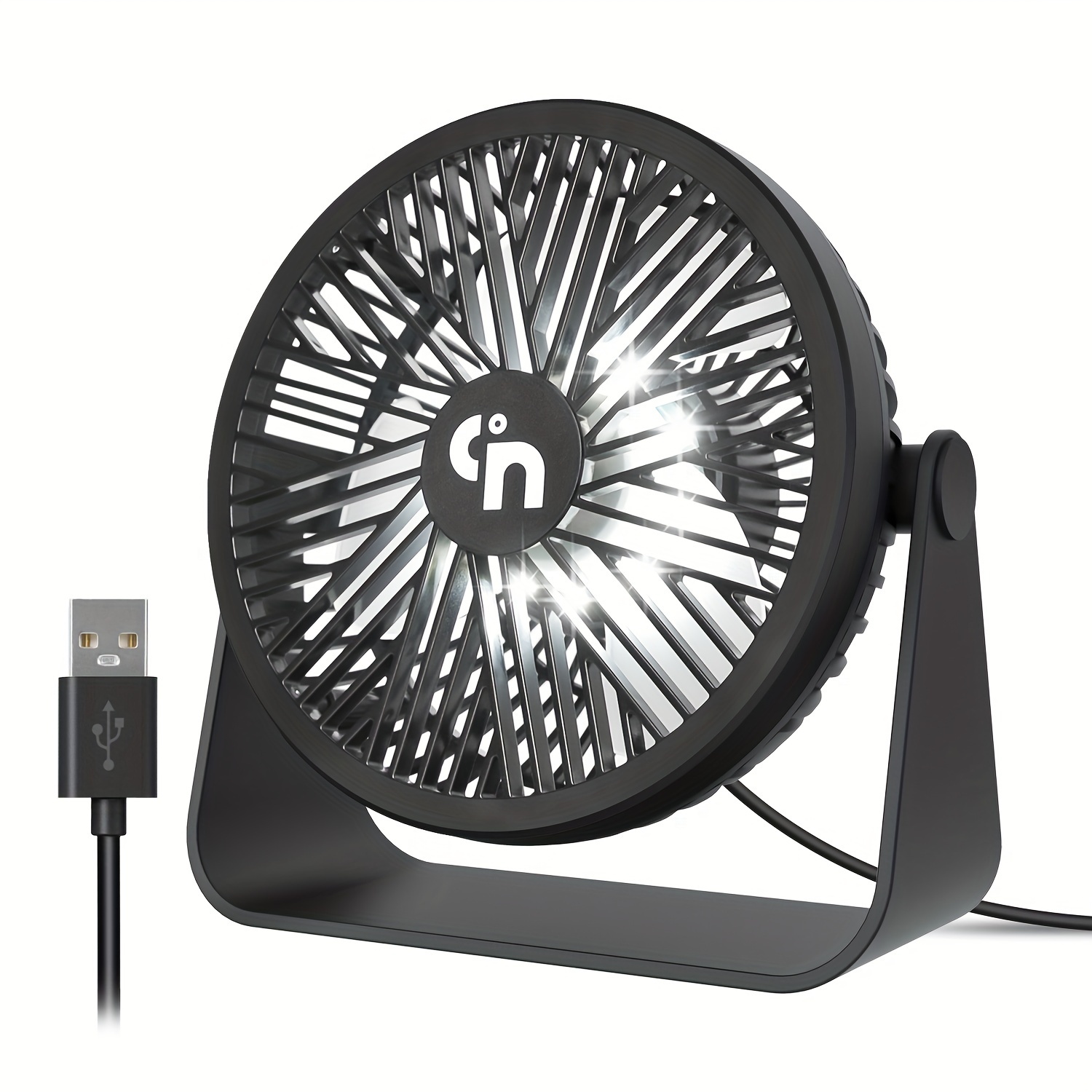 

Homelifairy Usb Desk Fan With Led Night Lights 3 Speeds Cooling Small Fan 360° Rotation Strong Wind Table Fan Quiet Mini Usb Fan For Home Office Outdoor Travel 5.3 Inch