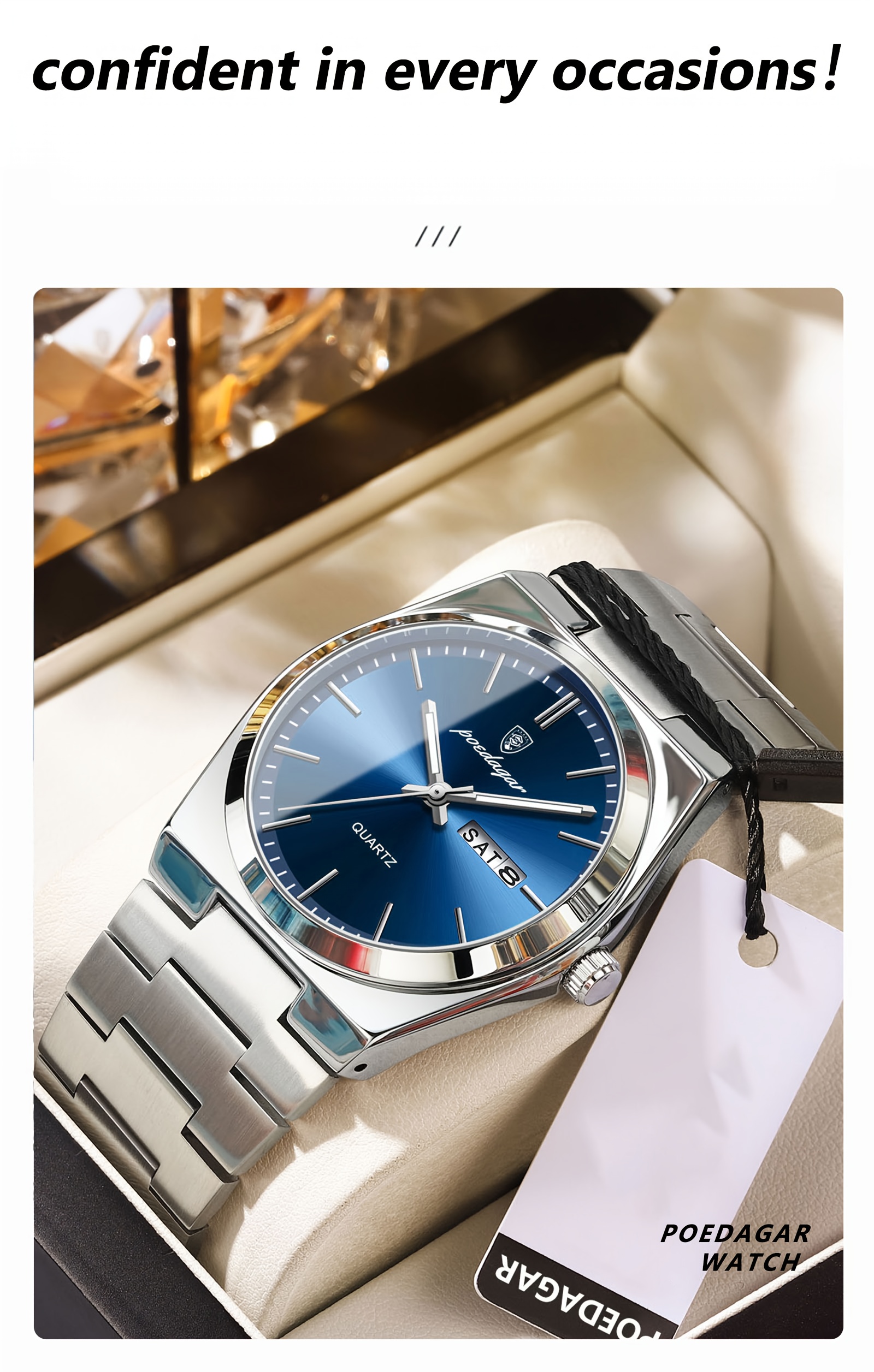  newly designed waterproof luminous calendar stainless steel chronograph watch fashion korean business youth luxury mens quartz wristwatch Product details 4