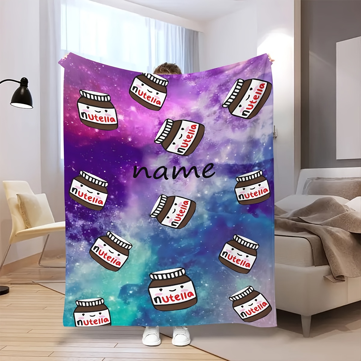 

Customizable Nutella Flannel Blanket, , Knitted , , For Sofa, Office Chair, Bed, , , And Car, And Her