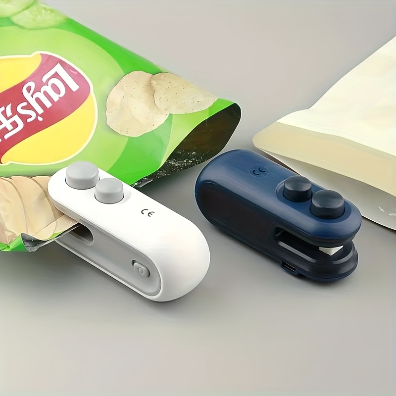 usb rechargeable 1pc snack packaging bag sealer with built in magnetic battery   for picnic and travel hand press plastic sealing machine bag closure   potato bag cookie bag snack bag suitable for resealing