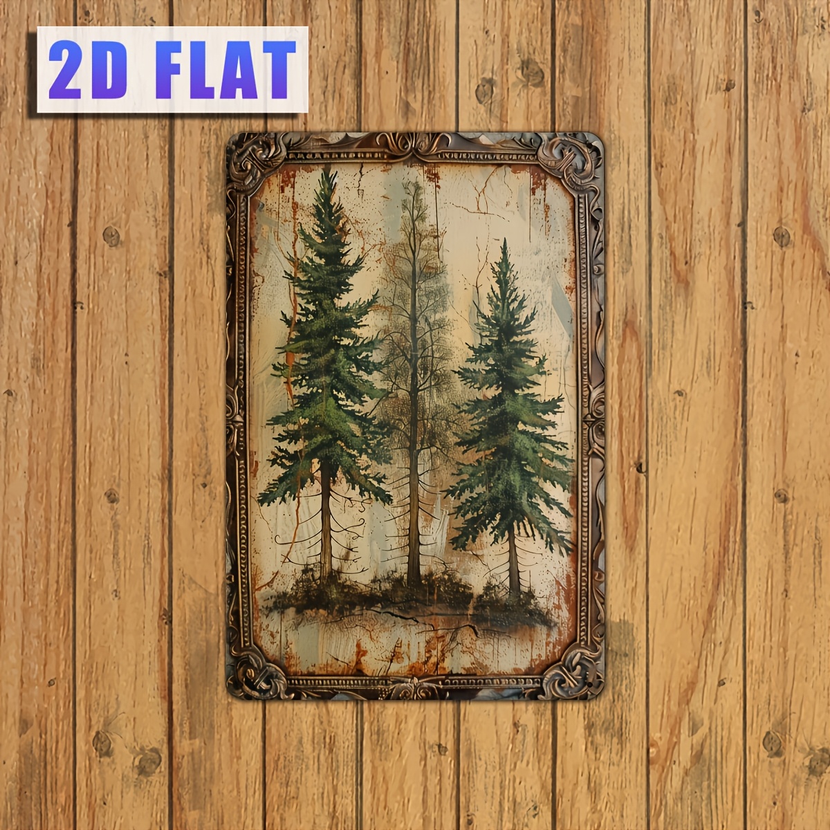 

1pc 2d Flat Vintage Pine Tree Metal , Iron Wall Art Decor, 12x8 Inches/30x20 Cm, Indoor/outdoor Hanging Iron Sheet Painting, For Home, Bedroom, Office, Study, Restaurant, Bar, Cafe, Library, Garage