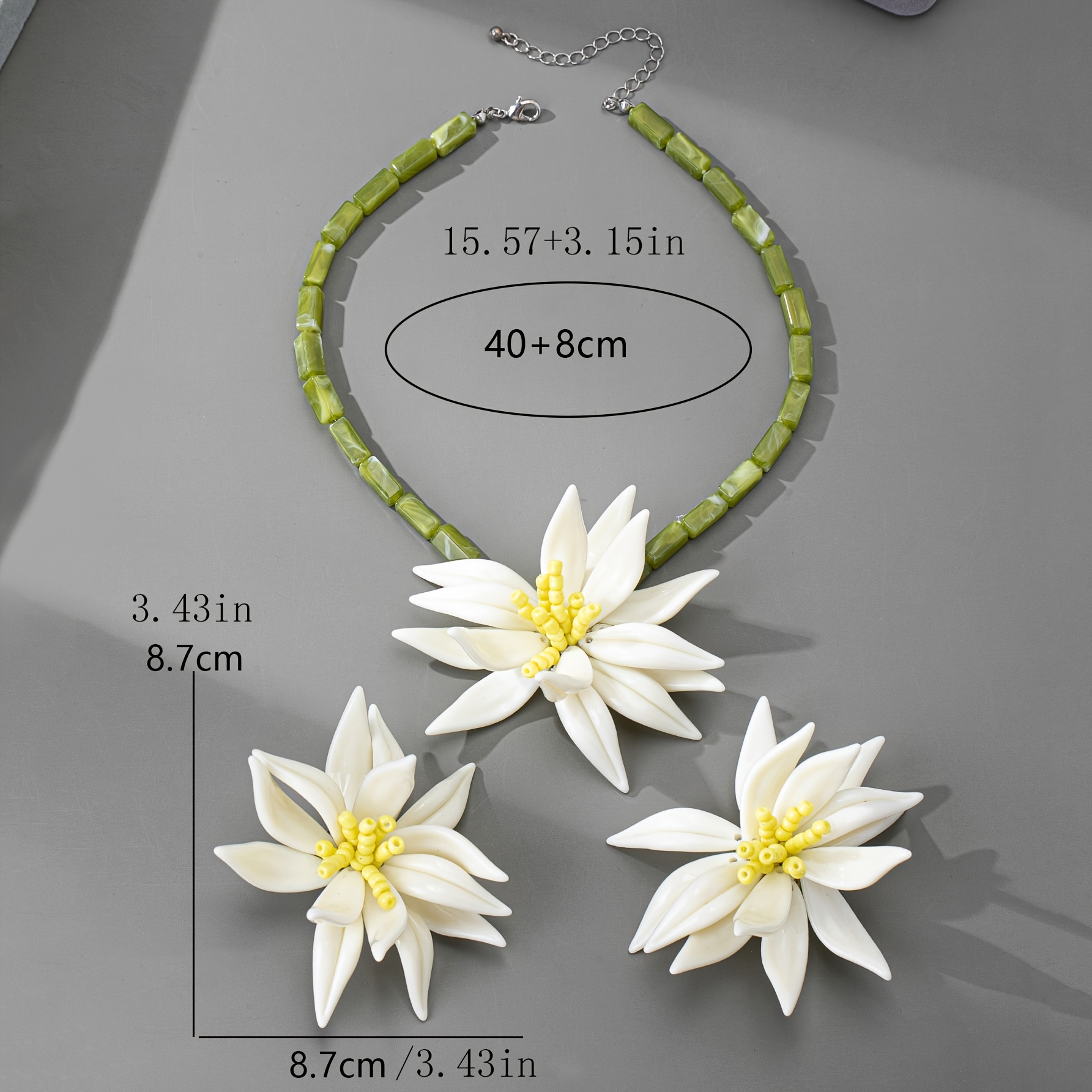 Romantic Floral Beaded Necklace & Earrings Set, Elegant Gift