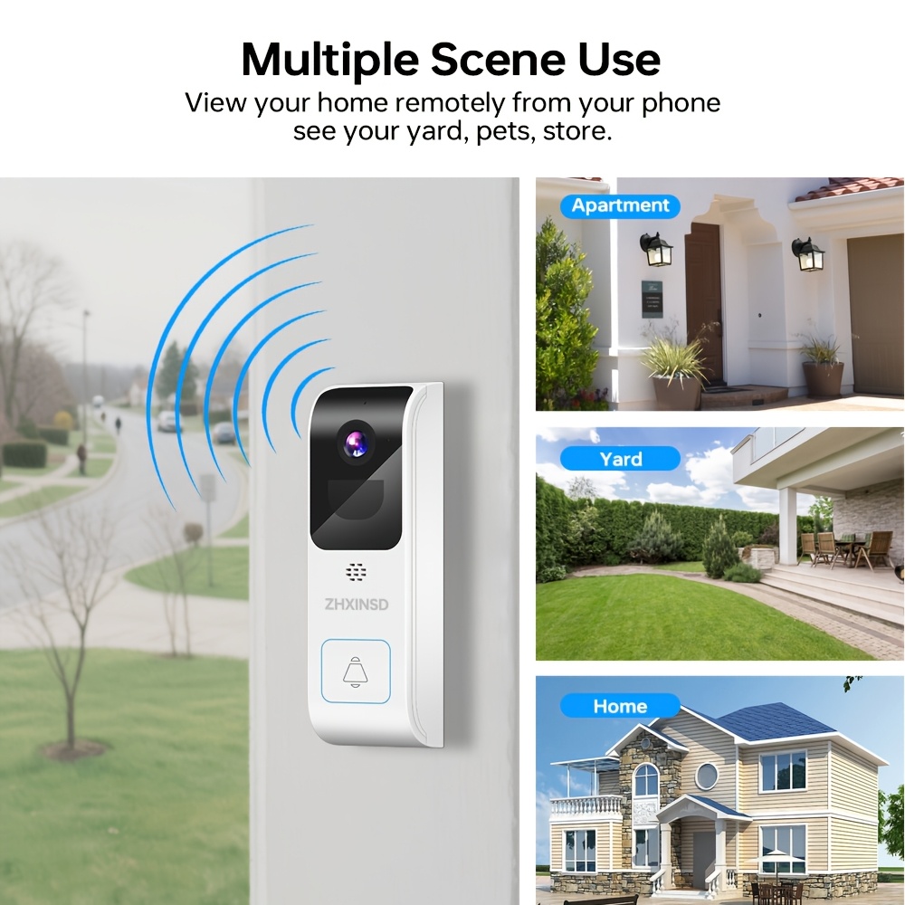 Wireless Doorbell Camera with 1440P Resolution & Two-Way Audio