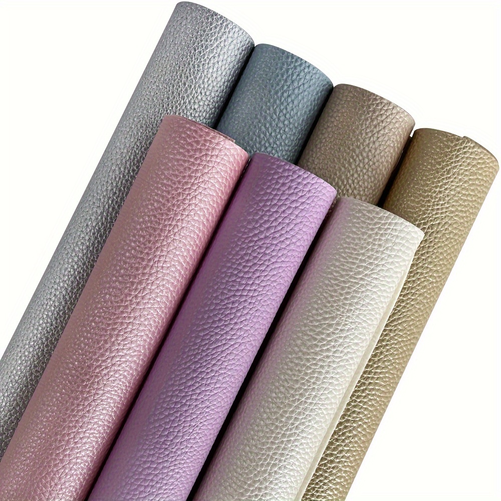 Image of 7pcs 8.2x11.8 Inch Grain Texture Faux Leather Sheets Pearlescent Vinyl Leather Sheets For Leather Bows And Earrings Keychains Making