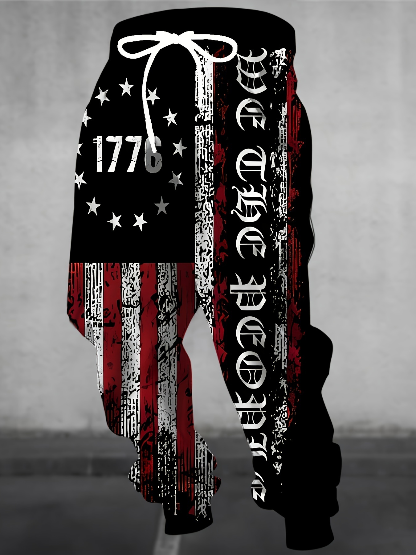 Men's 3D American Flag Print Joggers with Drawstring & Pockets - Stylish Casual Polyester Sweatpants, Machine Washable