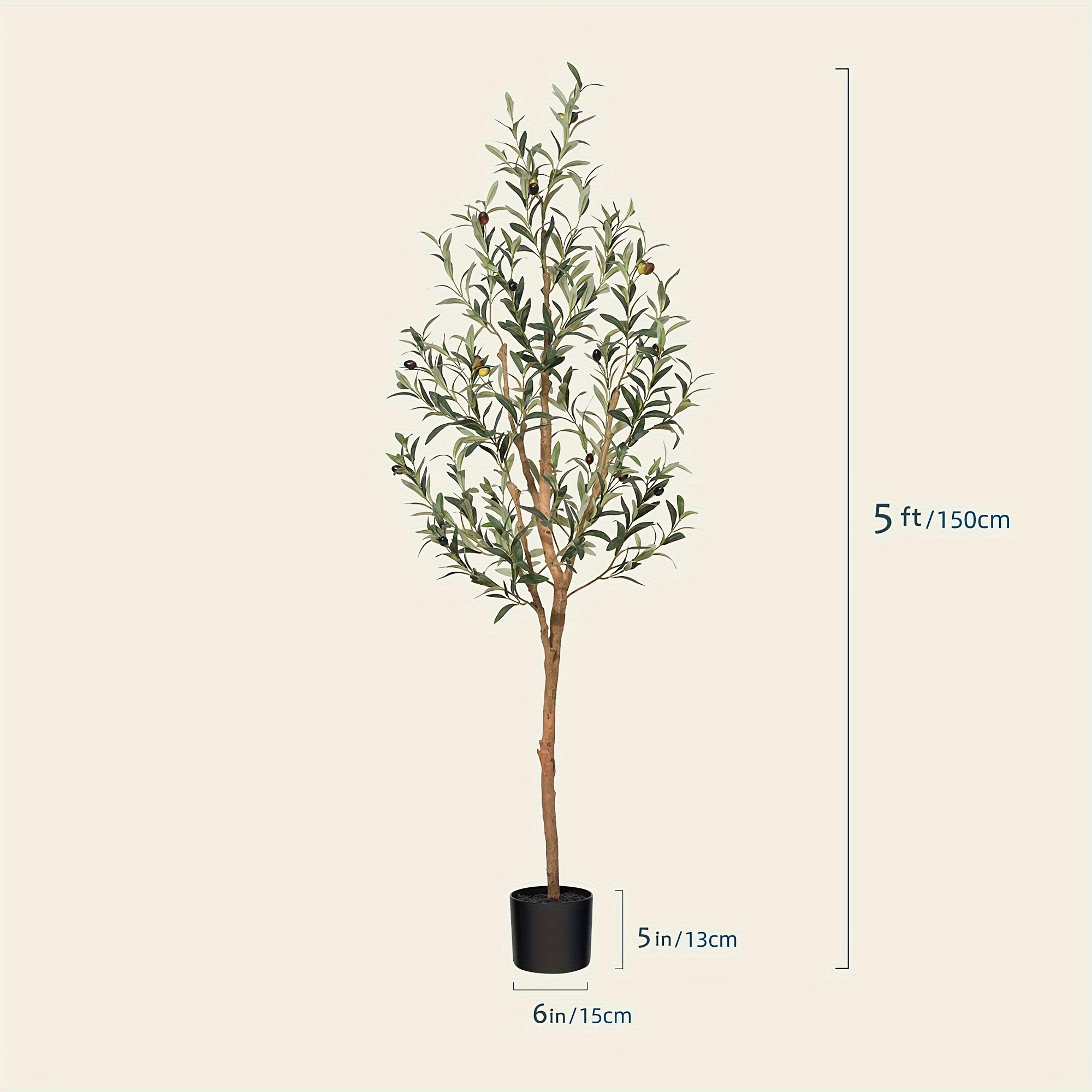 Artificial Olive Tree - Potted Silk Plant With Natural Wood Trunk And Lifelike Fruits - Perfect For Home, Office, Outdoor And Holiday Decor