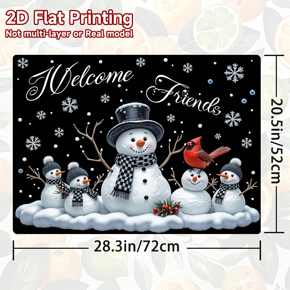 TEMU 1pc Protège-plaque de cuisson Famille de Neige de Noël - Impression Plate 2D pour Cuisinière, Tapis de Séchage de Vaisselle, Haut de Laveuse et