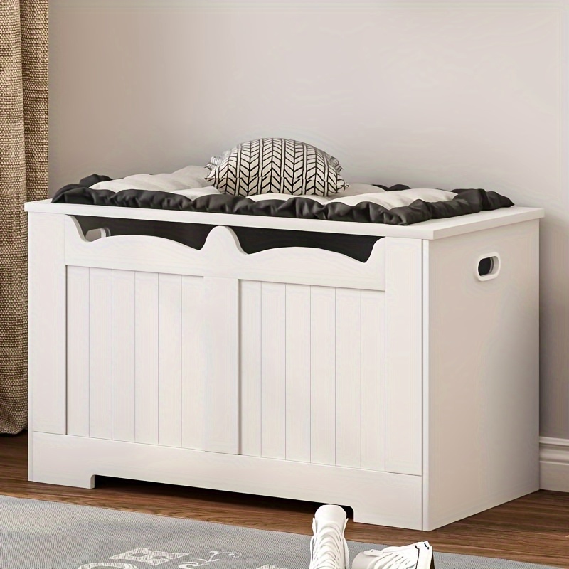 TEMU Tabouret de Changement de Chaussures, Tabouret de Rangement, 2 Charnières de Sécurité, Armoire de Rangement, Style , 40 x 76 x 48.7cm, Convient
