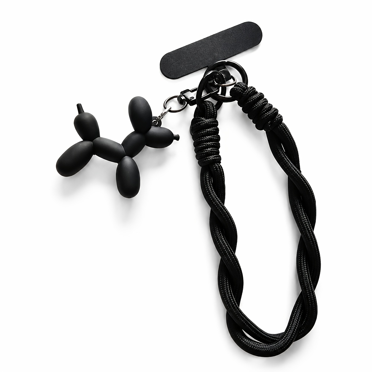 TEMU 1 Dragonne de téléphone Chiot noir, Dragonne de poignet courte en nylon, Cordon tissé de 6 mm couleur unie à la saleté, Porte-clés à main