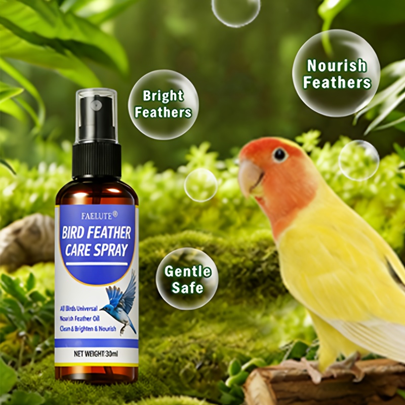 FAELUTE Bird Feather Care Spray - Suitable for All Bird Breeds - Lick-Safe Formula, Fine Mist & Nourisher · Stress-Free Suitable for Parrots | Restores Glossy Feathers - Mild Suitable for Daily Grooming for Budgies, Cockatiels, Canaries