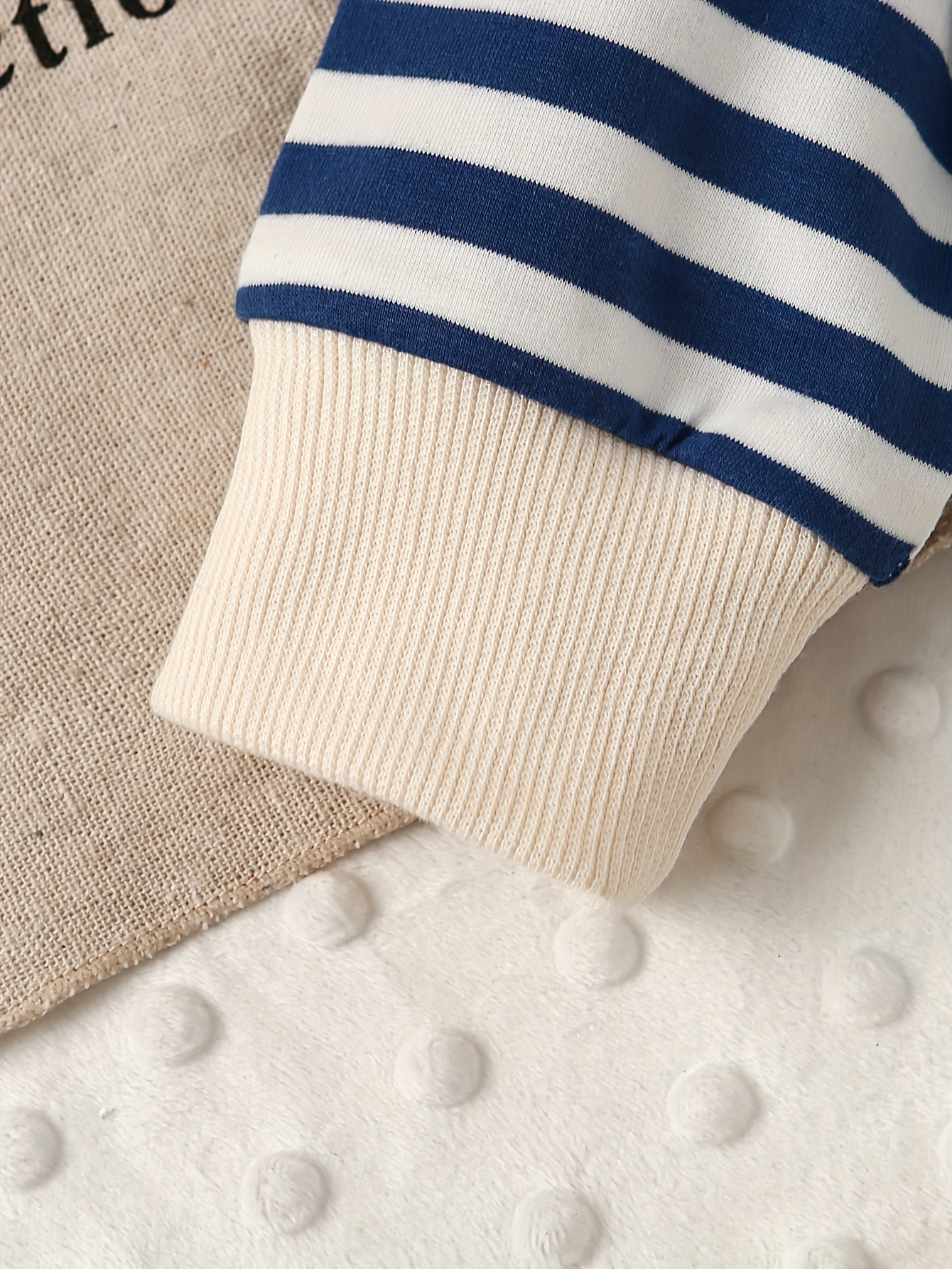 2pcs baby boy autumn and winter outfit featuring a blue and white striped long sleeve   shirt with a bear embroidery on the pocket   with beige corduroy casual pants the soft and comfortable corduroy material provides   Product details 2