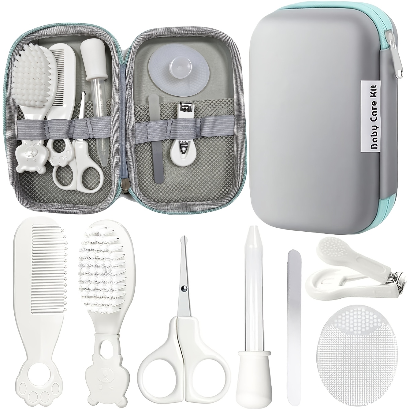TEMU Baby Care Kit For Newborns, -one Infant Grooming Set With Nail Clippers, Comb, Brush & Portable Travel Case, Safe Baby Hygiene & Health For Home