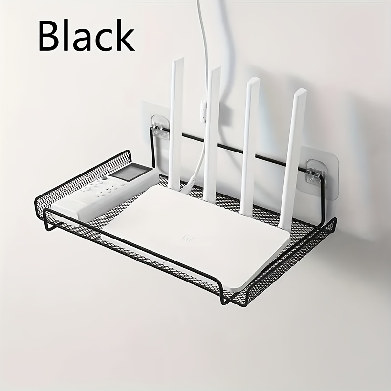 TEMU Router Storage Rack: Router Placement Rack Tv Set-top Box Storage Rack Wall-mounted Punch-free Wall Bracket Wifi Storage Box Bracket, Utility