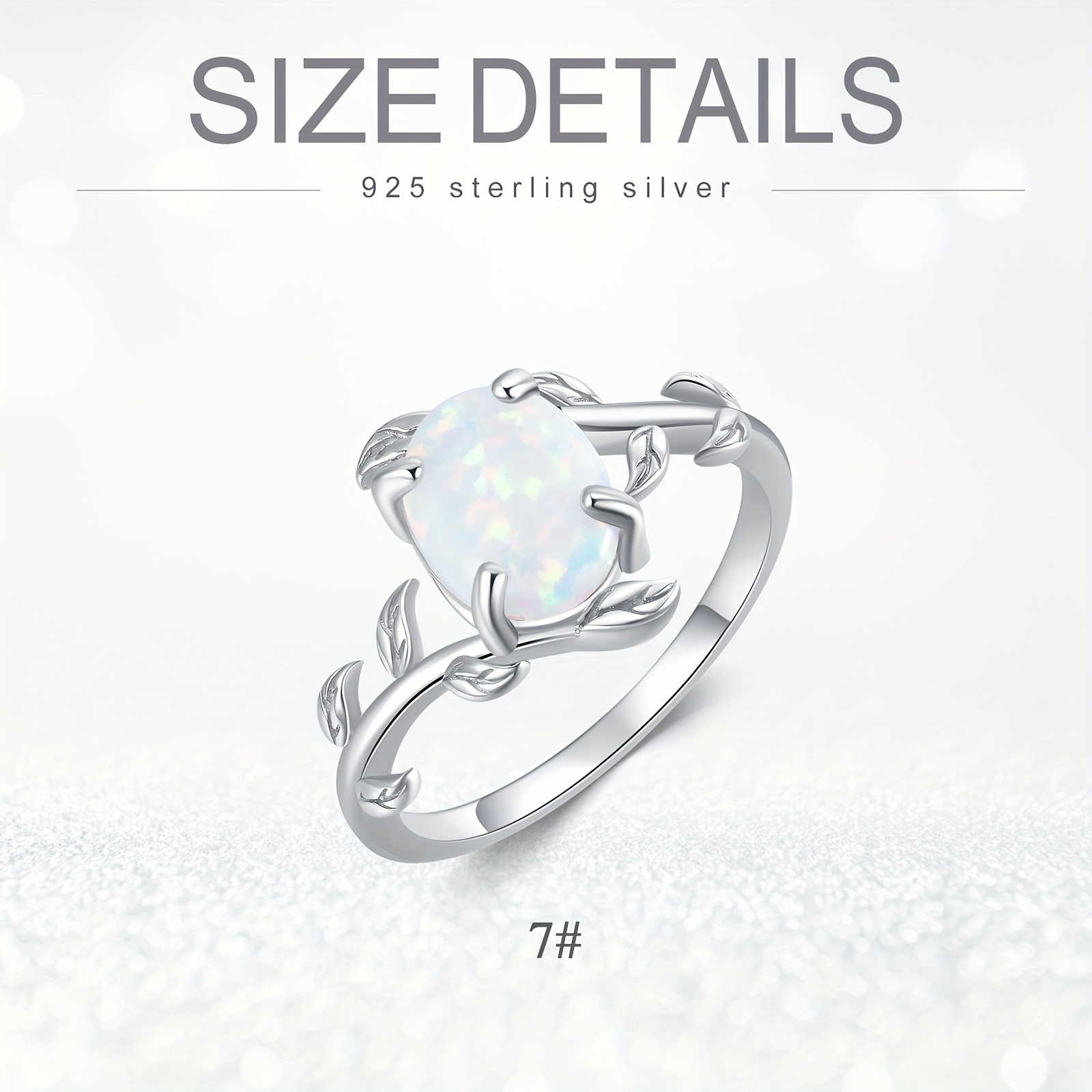 Sterling Silver Opal Leaf Ring for Women