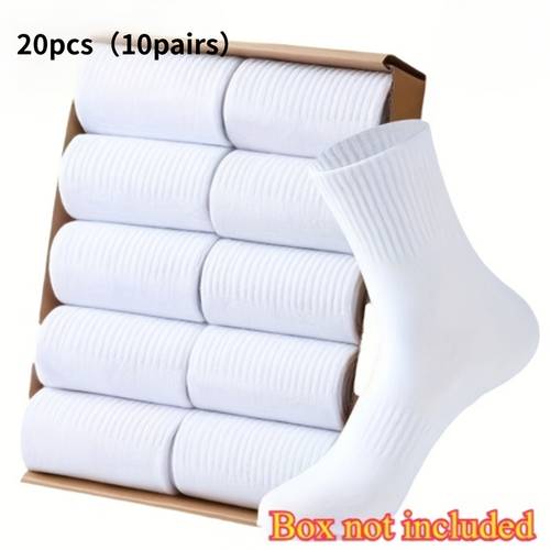 20 stück (10 paar) / 10 stück (5 paar) socken für herren damen – mittellange (knöchel) vielseitige weiße socken, für freizeit, | dehnbare passform, strapazierfähiges großpackung (mittellange socken, fitness, freizeitkleidung) – pflegeleicht