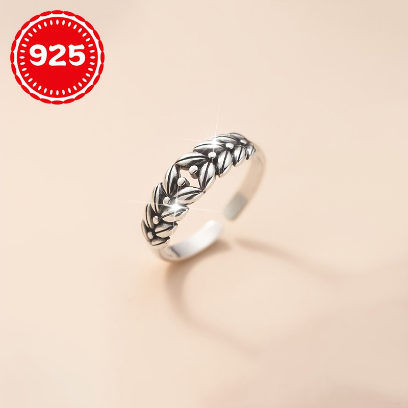 Vintage Wheat Spike Ring 925 Silver Plated Hypoallergenic Antique Oxidized