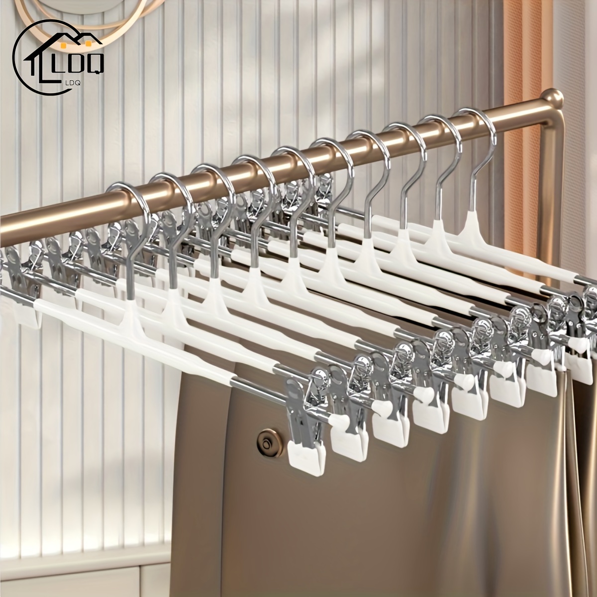 

10pcs, Stainless Steel Trouser Hanger Clip - Retractable, Traceless, And - , Ideal For Drying Skirts And Clothes For Hotel