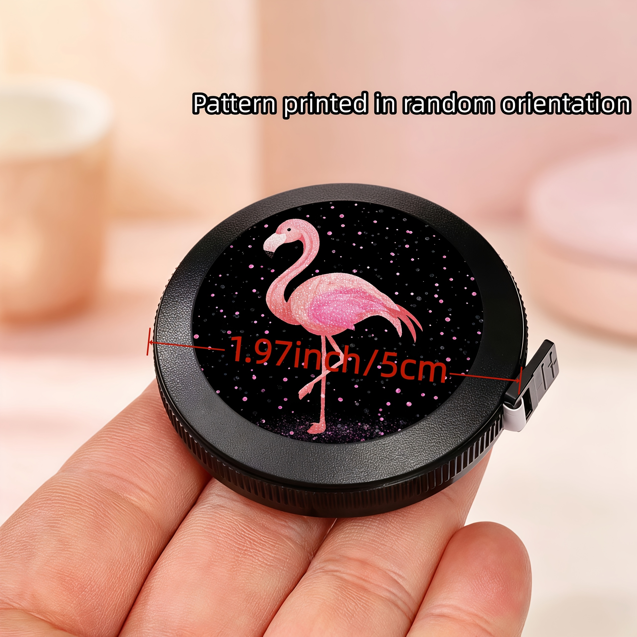 TEMU 1pc Retro Flamingo Mini Retractable Tape Measure 150cm 60inch Double-sided Metric Imperial Sewing Soft Ruler For Body Waist Chest Measurement