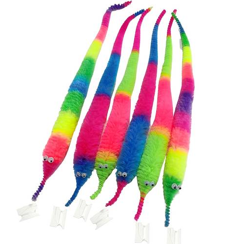 6 stück, magische wackelwürmer, lustige zaubershow-requisiten für partyzubehör, wackelwürmer an einer schnur, regenbogenfarben, karnevalsparty-geschenke für katzen, zauberauftritte (anleitungsvideo auf der detailseite)