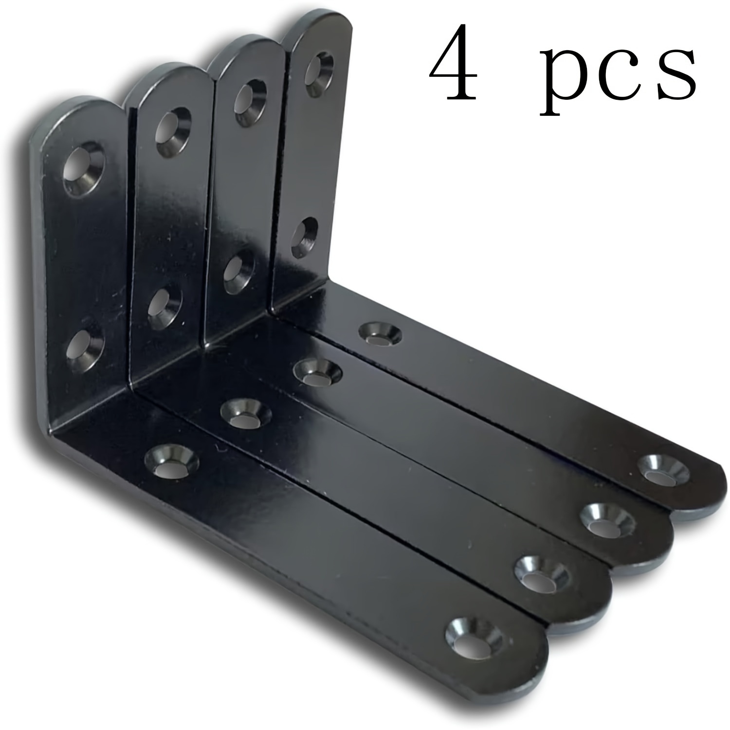 4pcs Heavy-duty Black Metal L-shaped Shelf Brackets - Sturdy Corner Joints For Wall-mounted Floating Shelves, Decorative Storage - And Rust-resistant
