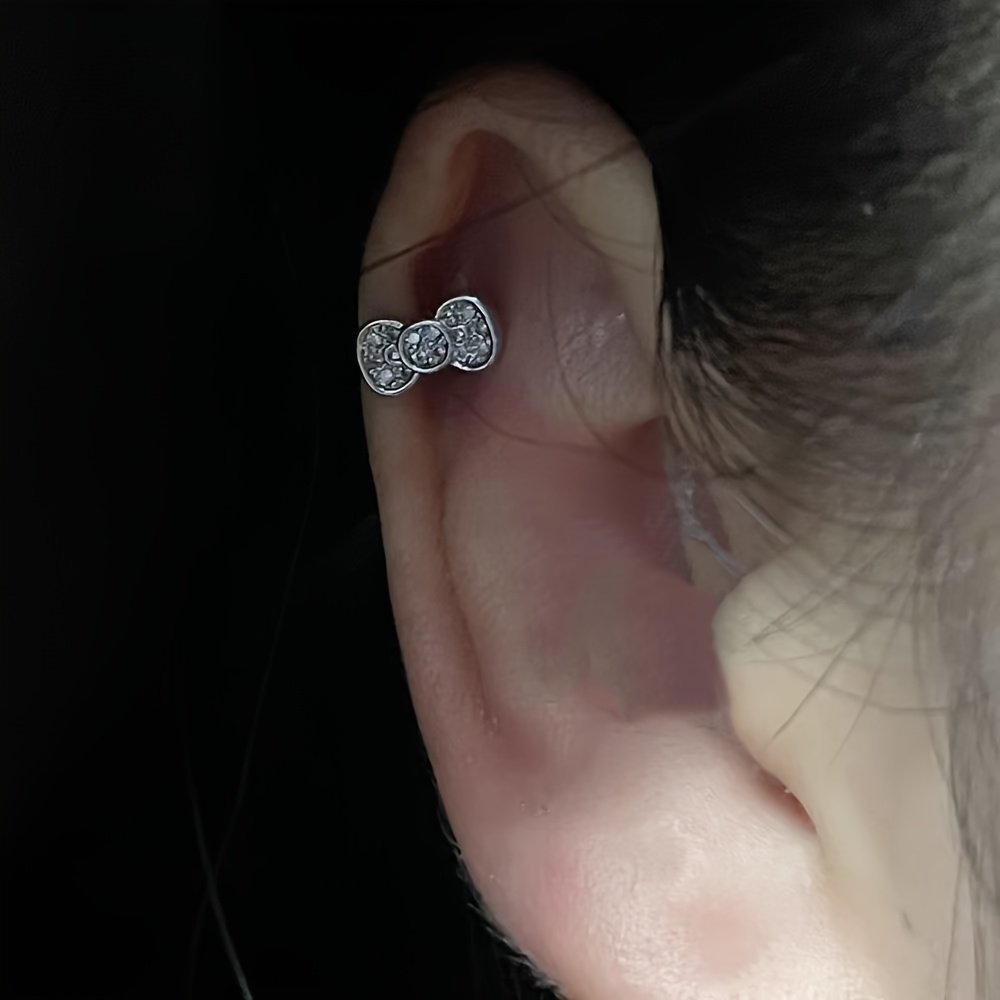 Women's Shimmering Bow-Shaped Cartilage Stud Earrings