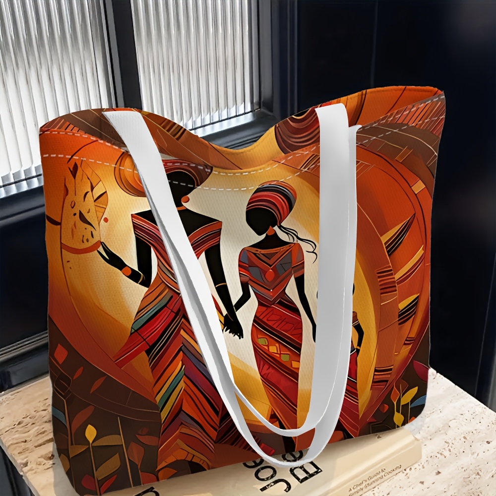 TEMU 1pc Shoulder Bag, African Style Pattern Women's Shoulder Bag, Multi-functional Handbag, Reusable, Christmas, Halloween, Handbag, Clutch, Evening