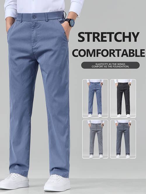 summer thin 2025 spring autumn fashion solid color mens straight comfortable casual long trousers korean style trendy classic quick dry breathable outdoor sports light business trousers zhiyus