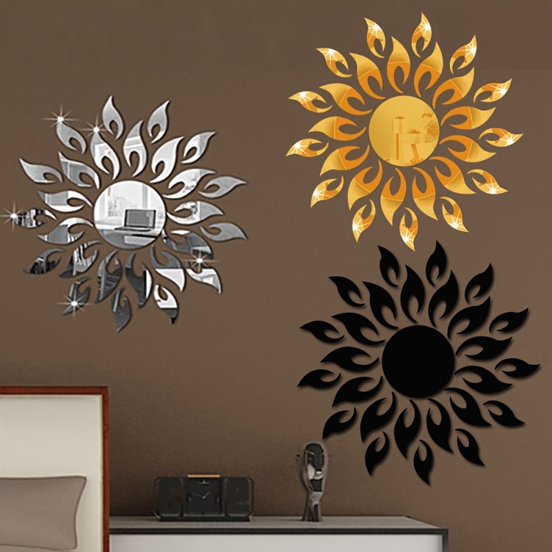 

25pcs 3d Sunflower Acrylic Mirror Wall Decals - Shatterproof, Self-adhesive For Bedroom, Living Room, Office & More - Ramadan & Eid Celebrations