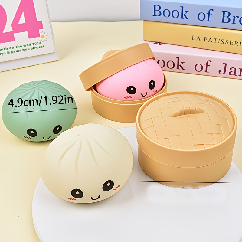 Steamed Bun Press Toy, Softly Designed, Handmade, with Moderate Elasticity and Good Stickiness. Suitable as a Gift for the Office, Christmas, Halloween, Easter, and Birthdays. A Fun Press-and-stick Game. Desk Decoration with a Steamer