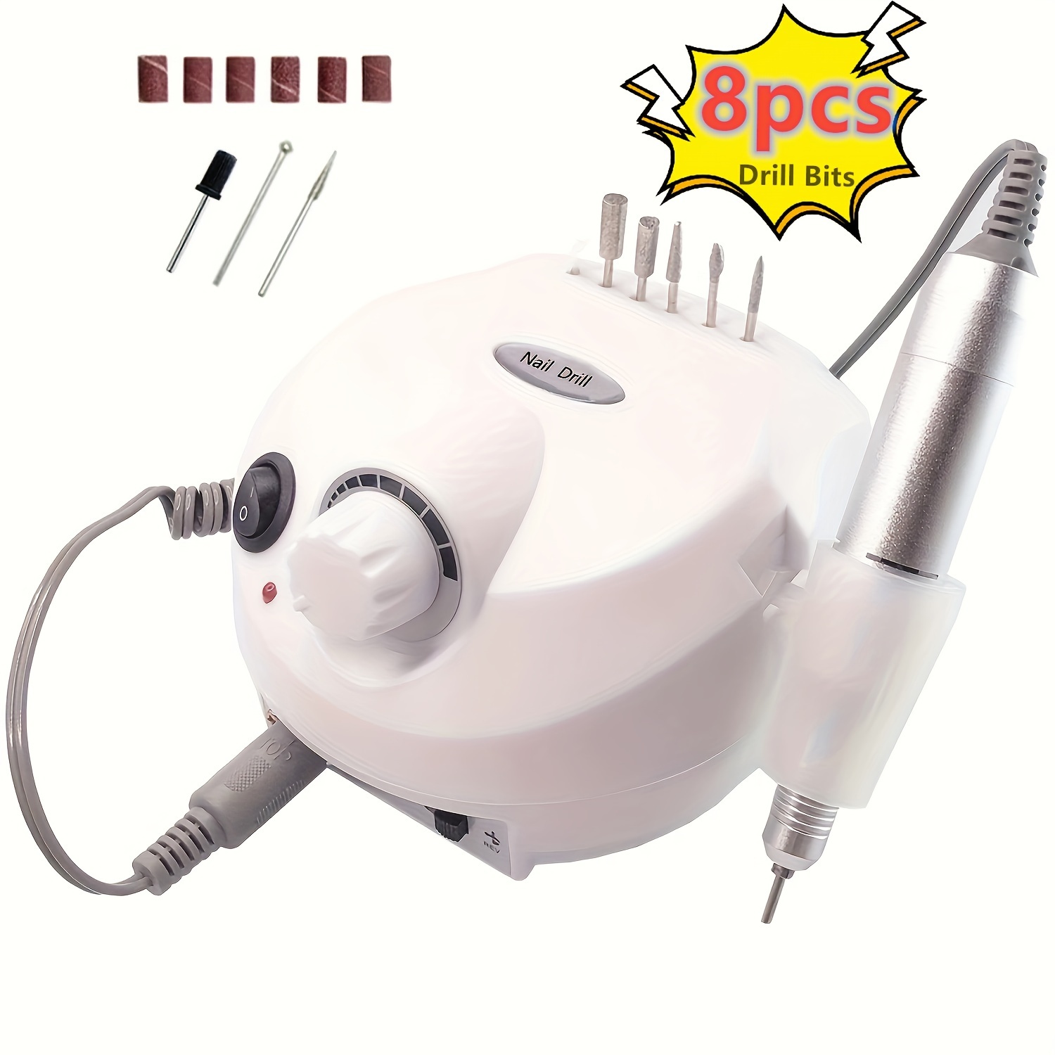 

Electric Nail Drill Machine Set, Drill Bits Included, Low Noise & Vibration For Gel Nails, Manicure & Pedicure, With Foot Pedal And Handpiece Holder, Salon Use
