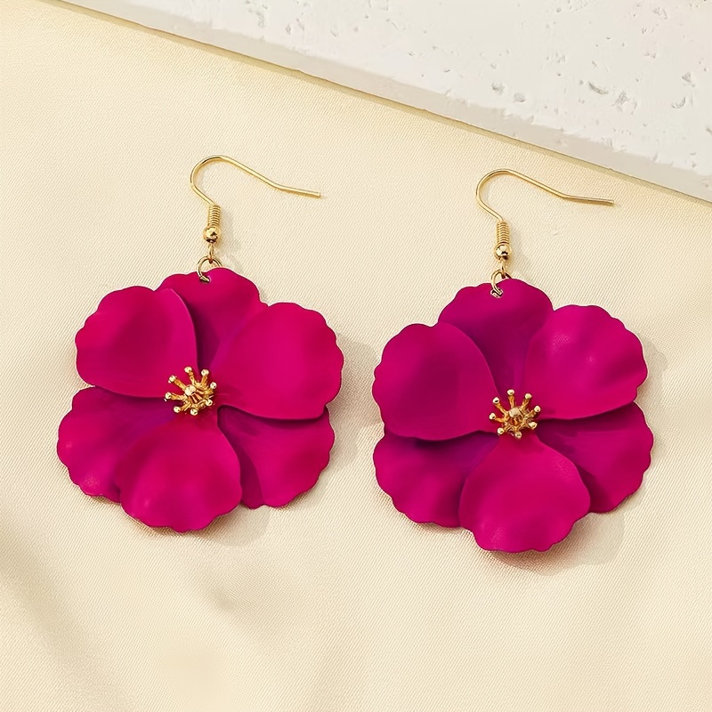 Floral Drop Earrings for Women - Iron Material