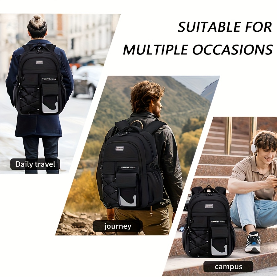1pieza mochila de gran capacidad para ir al  ,   y viajar -  ,   y diseño unisex elegante con correas ajustables, cierre con cremallera y múltiples compartimentos para niños y niñas, mochila para   Detalles del producto 3
