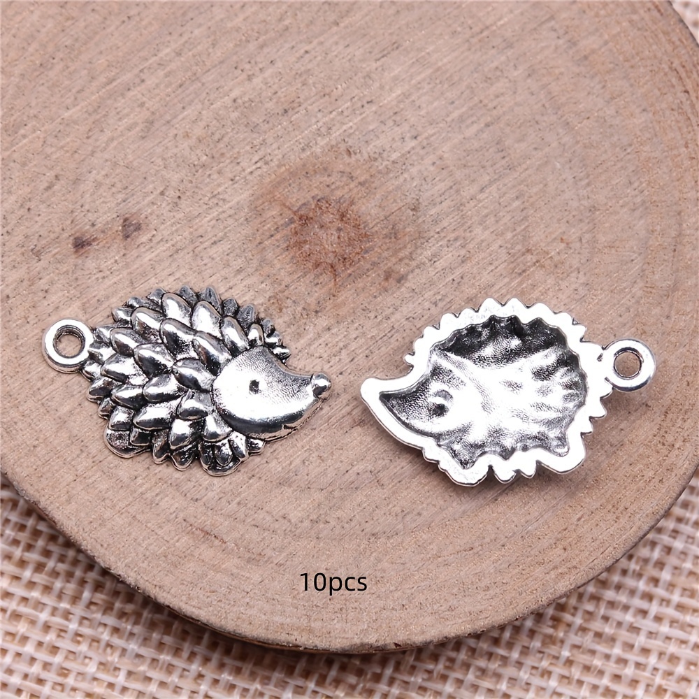 10pcs Cute Hedgehog Pendants, Vintage Silvery Animal Charm Pendants For Diy Necklace Earring Making, Charm Jewelry Accessories, 22x14mm