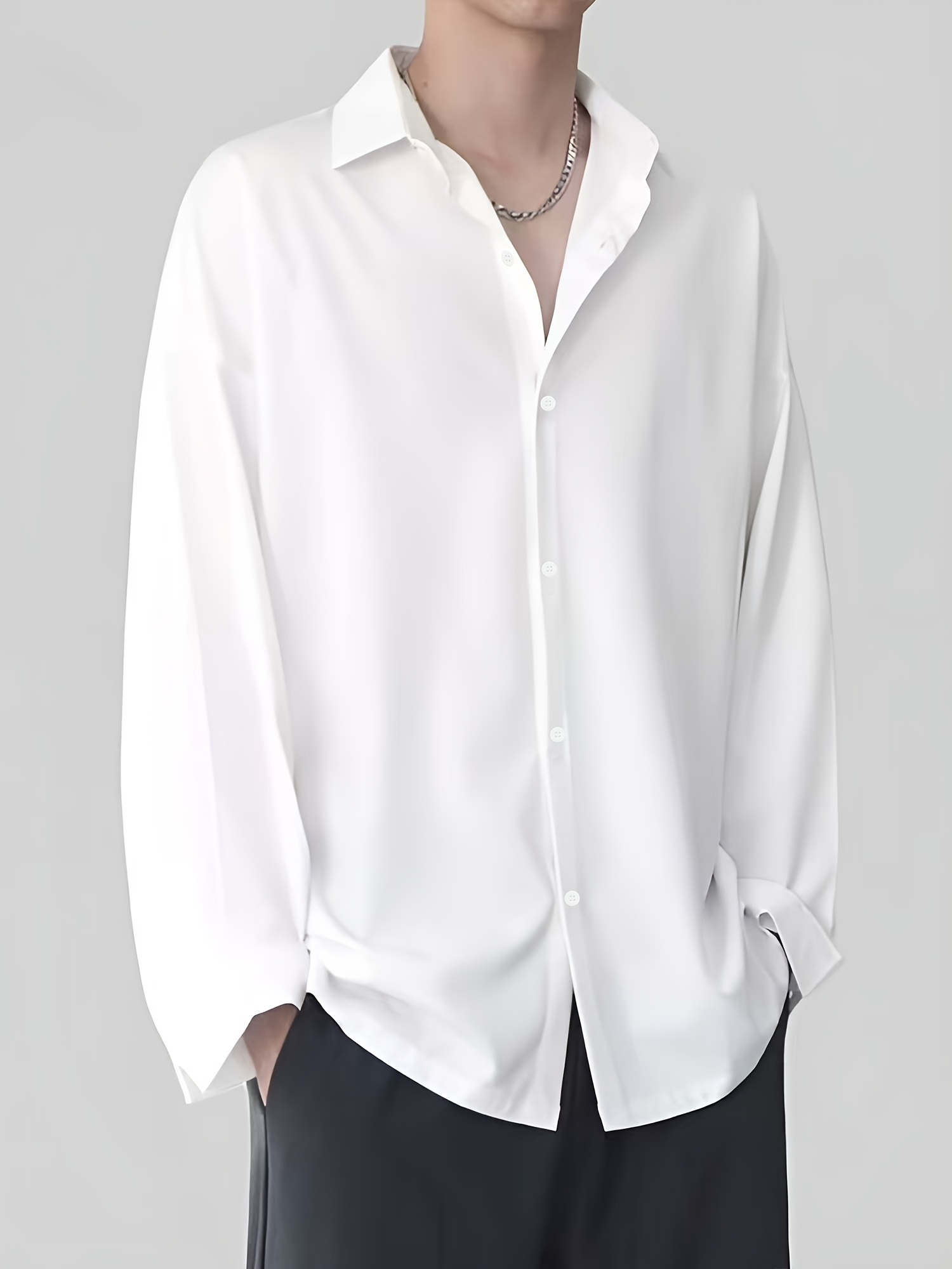 *'s Professional Solid Color Long Sleeve Shirt Casual to Business Formal,  Polyester, Non-Stretch, Semi-Sheer with Lapel Collar Spring