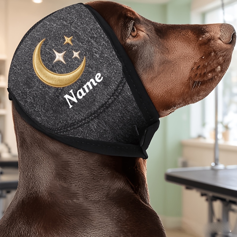 TEMU Personalized Dog Ear Muffs With Custom Name/text & Moon Star Chart - Noise Protection Suitable For Thunderstorm Anxiety Relief, Fireworks Ear