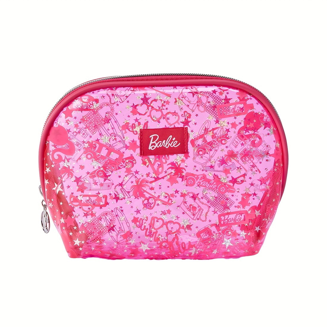 

Miniso Barbie-inspired Translucent Cosmetic Bag - Fashionable Cartoon Design, Zip Closure, Polyester, Non-waterproof For Daily Use