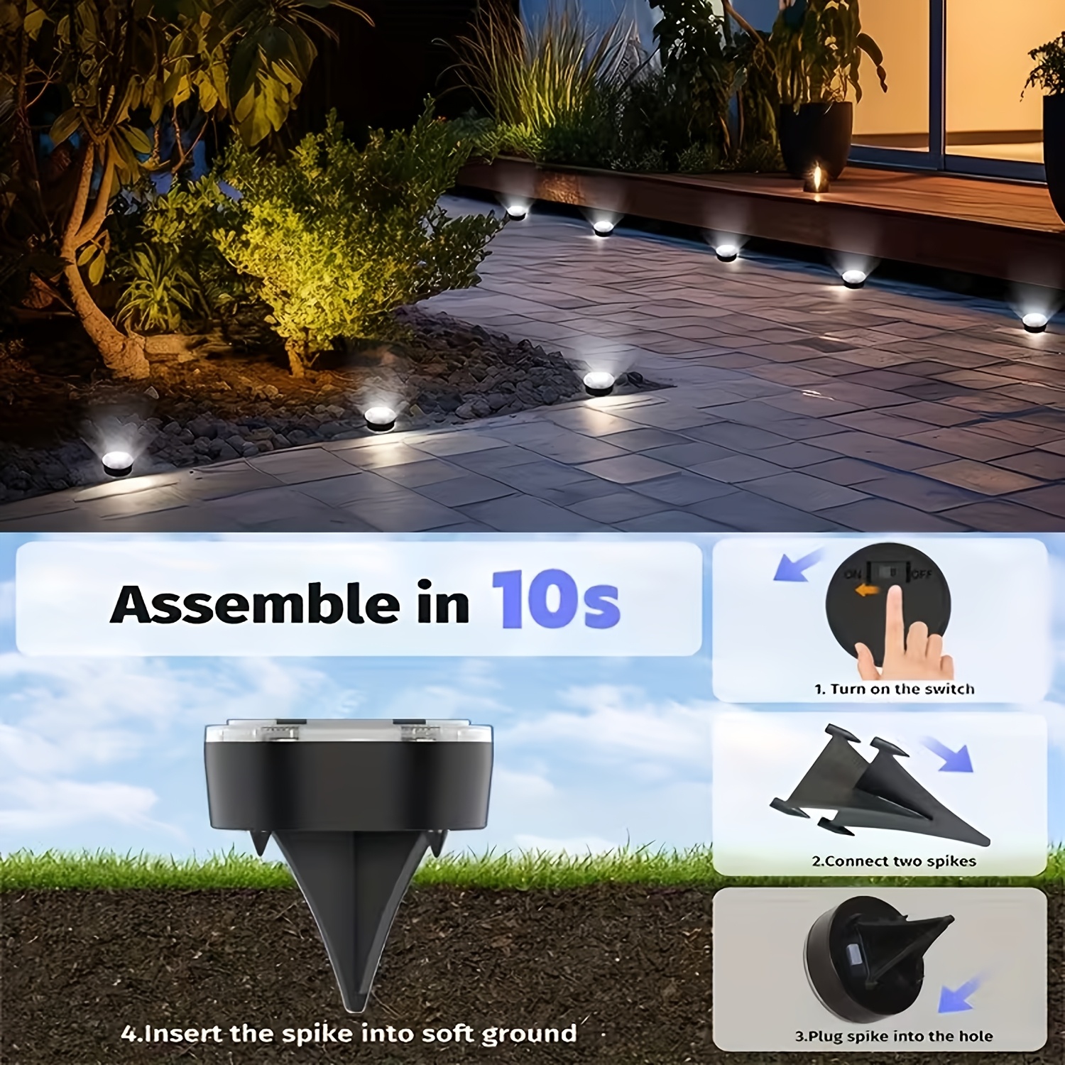 56LED 40LED Lumini Solare de Sol, Set de 7/5 Lumini Solare pentru Statui, IP44 Lumini Decorative de Exterior, Iluminare LED Plată Modernizată pentru Peisaj, Potrivite pentru Alei Exterioare, Grădini, Curți și Alee