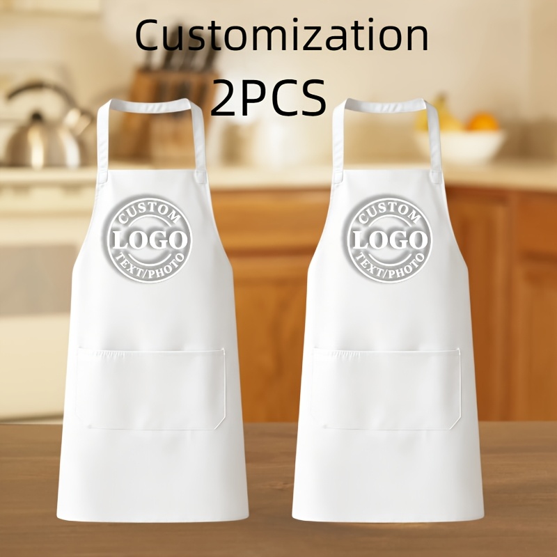 TEMU 2pcs Customizable Aprons Available - Personalized Chef, Bbq, Gardening, Diy Aprons With Logo/text/pattern Customization - Durable And Easy To