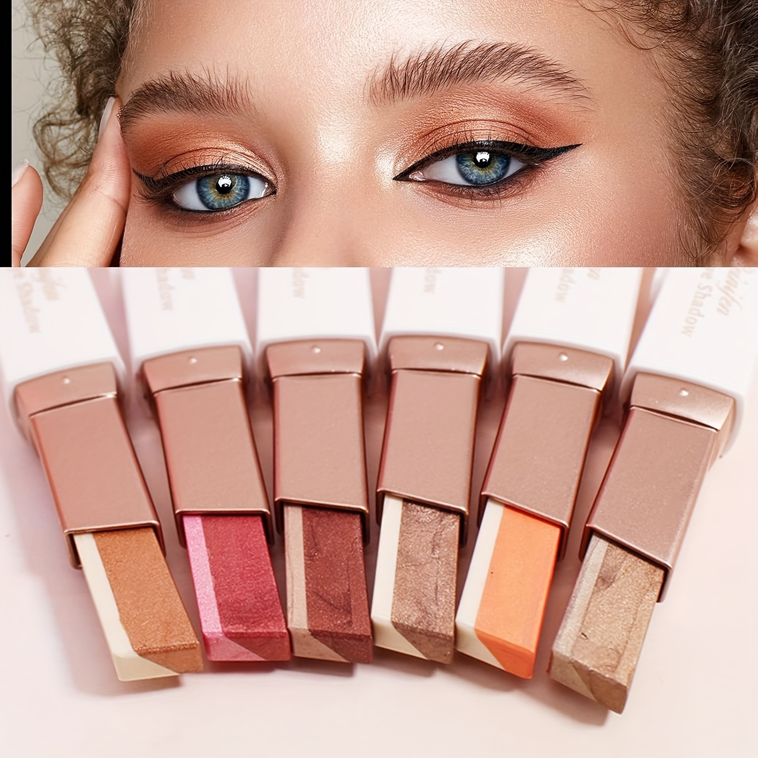 Waterproof Dual-Color 6pcs Eyeshadow Stick - Effortless Matte and Satin Finish - Smooth Application for Stunning Eye Makeup Perfect for Quick Daily Looks and Travel Convenience with Plant Squalane