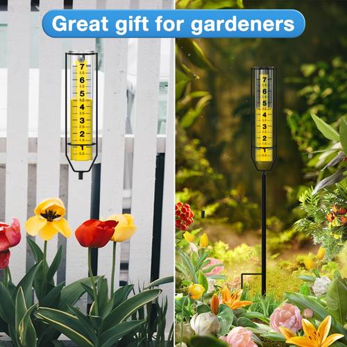 large transparent rain gauge with metal frame freeze proof adjustable to read outdoor measurement tool for garden lawn patio use patio accessory metal frame construction for outside