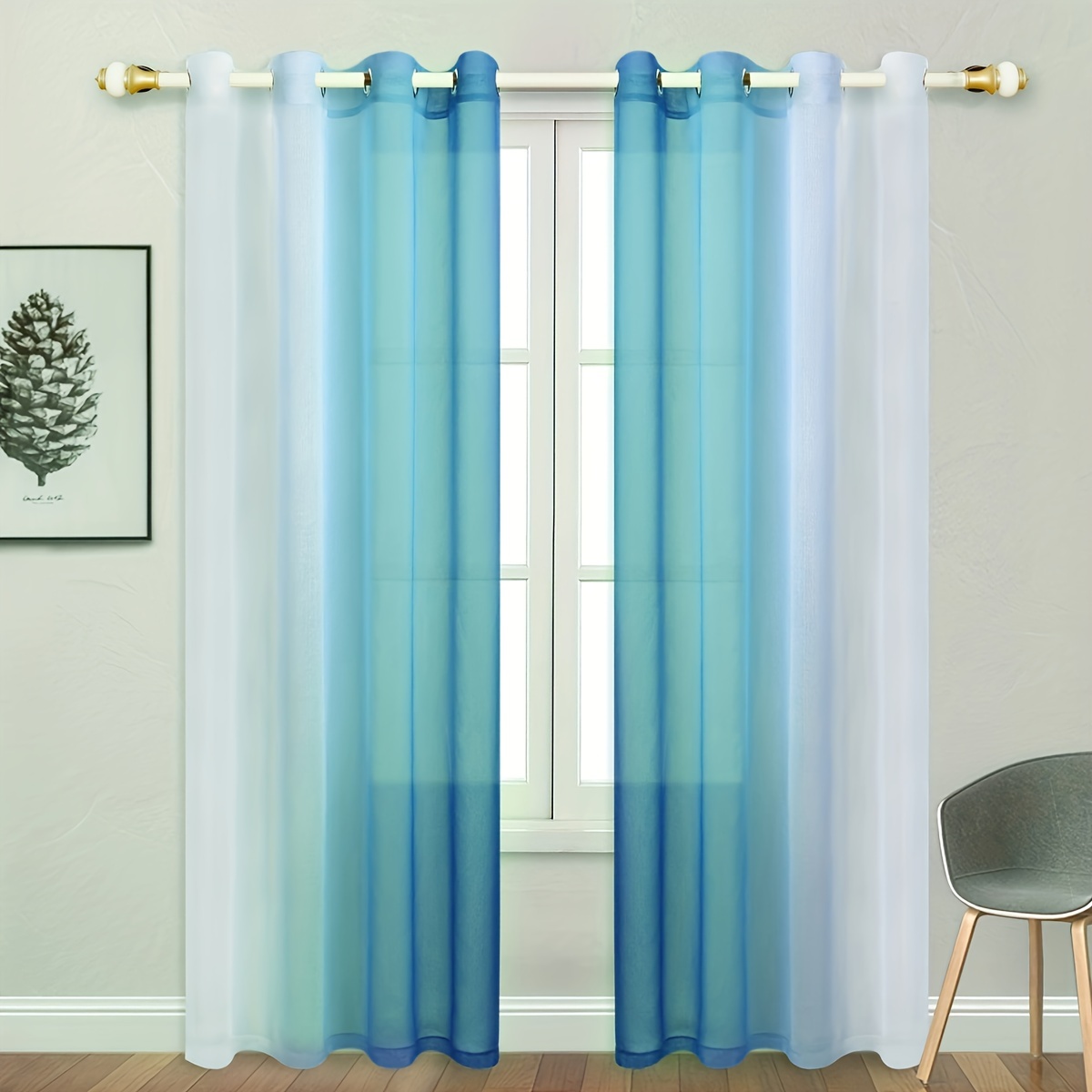 2 panels gradient curtain yarn gradient sheer curtains polyester curtain suitable for kitchen bedroom   living room home decor details 8