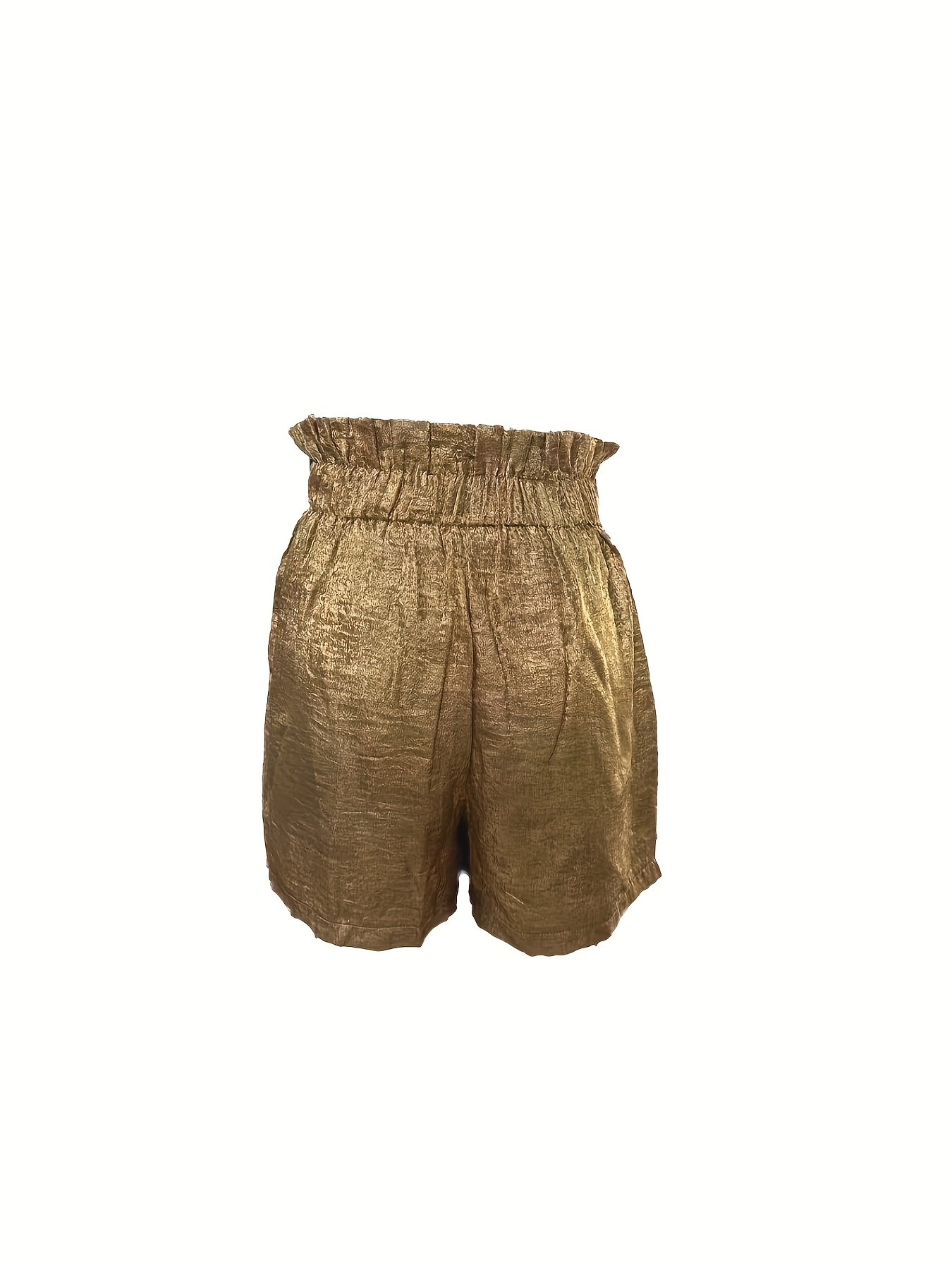 women's golden metallic high waist casual shorts ideal Temu