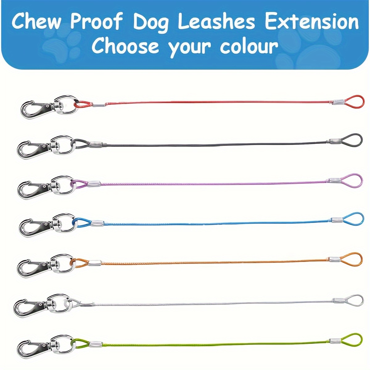 Chew Proof Dog Leash Extension Metal Cable Lead No Temu