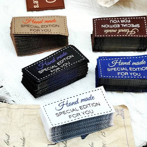 30 100pcs handmade woven polyester labels 25x50mm minimalist line diy sewing label patches machine washable durable washable labels for couples outfits scarves hats dolls handmade gifts