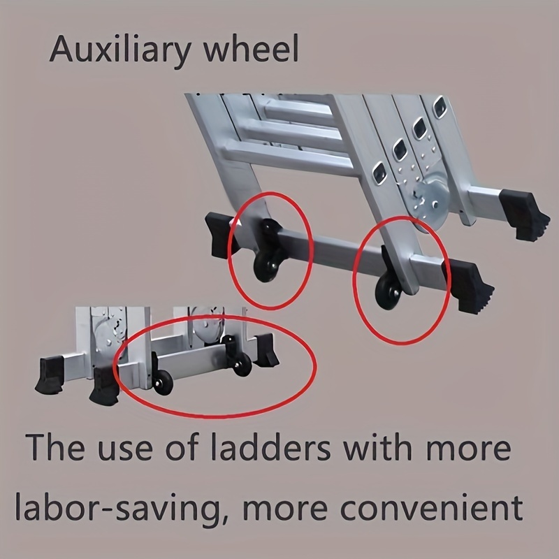 2 Pcs Telescoping Ladder Balance Bar Wheels Telescopic Pulleys
