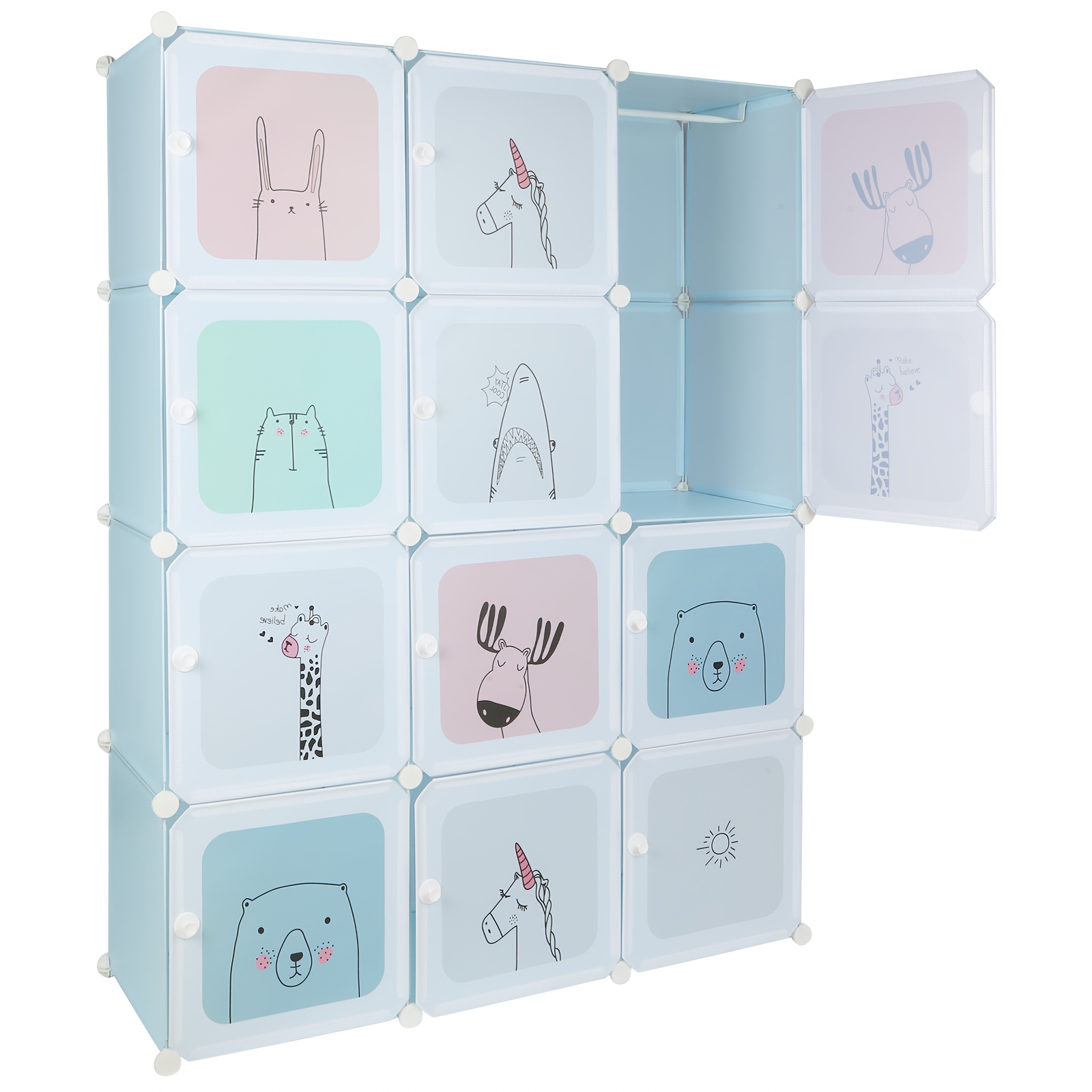 Pp Wardrobe Organizer System - 12 Compartment Slim-depth Storage Unit (105x35x140cm) | Space- Closet Shelving