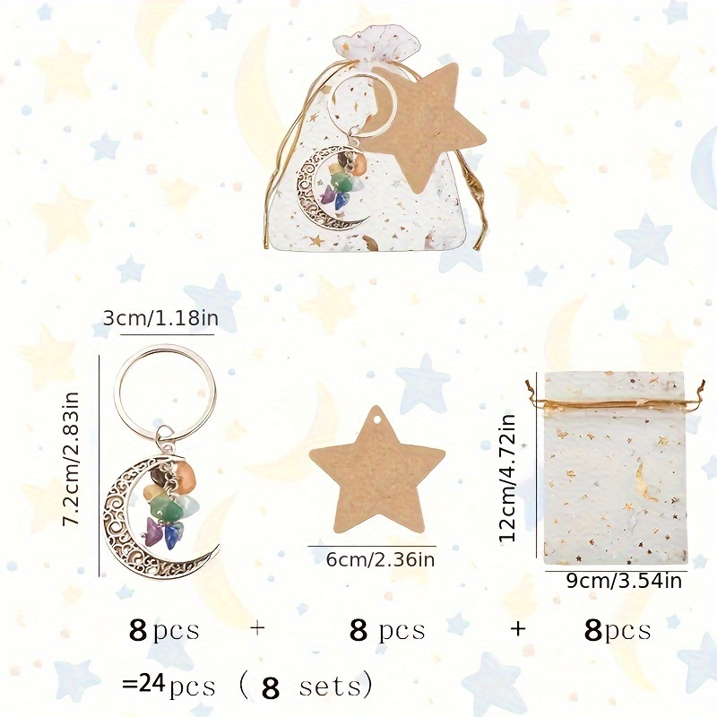 E-shop Geschenk für Sie/Ihn 24-tlg. mehrfarbiges -Mond-Schlüsselanhänger-Partygeschenk-Set, -Party-Souvenirs, Stern- Mond-Themenparty, Eid -Party,