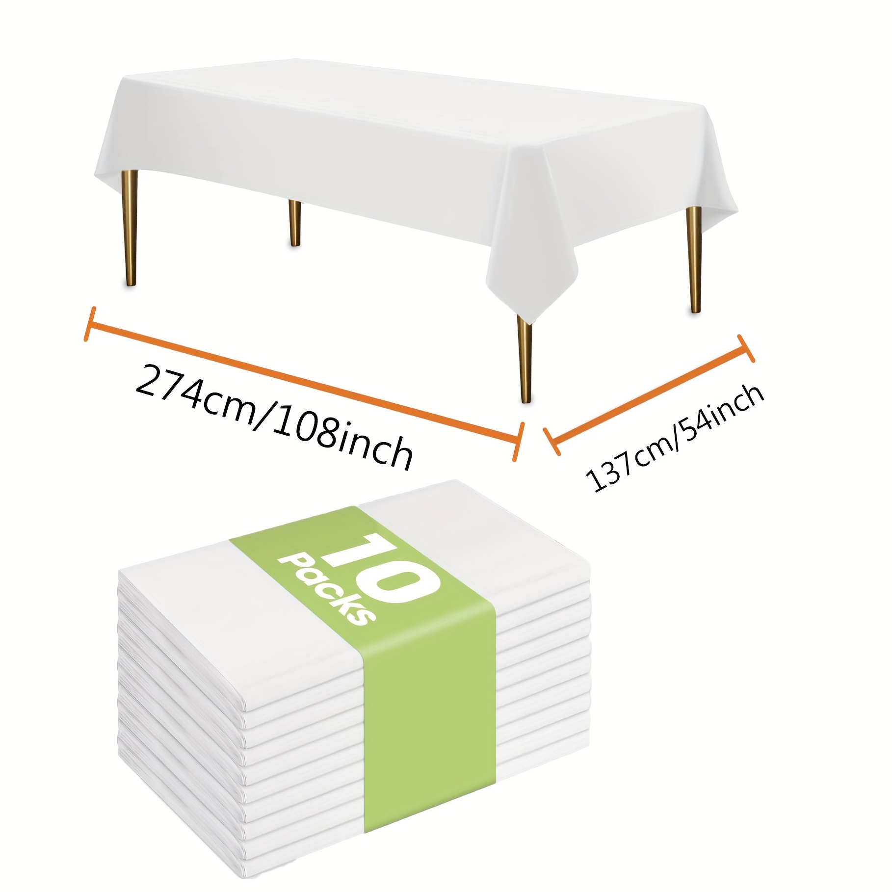 E-shop 10er-Packung, Hochzeitsdekoration, Sommerdekoration, Gartendeko für Draußen, Außendeko, Einweg-Tischdecke aus Plastik, 54 x 108-Zoll