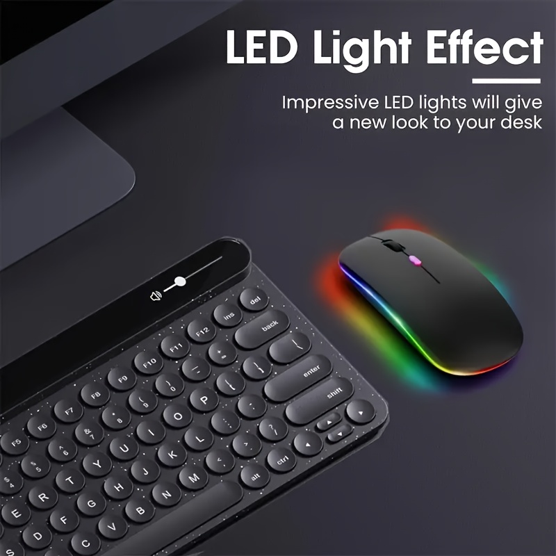Wireless Portable Office Mute Wireless Mouse for Phone Tablet Laptop Computer Office Entertainment, Rechargeable Wireless 2.4G Dual Mode Mouse, Ergonomic RGB Ultra Thin Wireless Mouse, Type C Charging Interface, 4 Buttons, Compatible with Multiple Sy