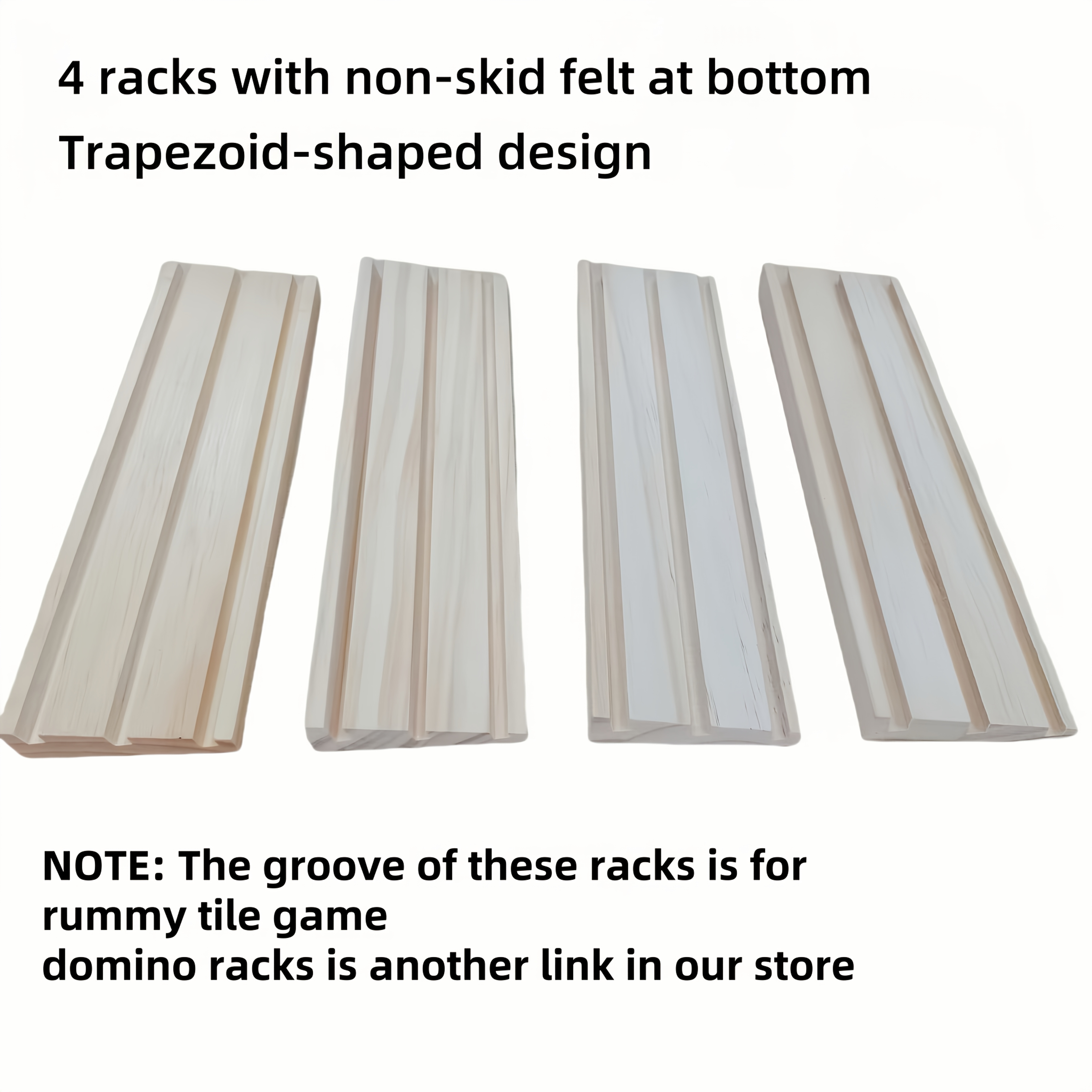 Image of Durable Wooden Rummy Card Holder (cards Not Included), With A Sloped Design, Portable Card Game Accessory, Includes 4 Trays/bases Suitable For And Other Domino Games